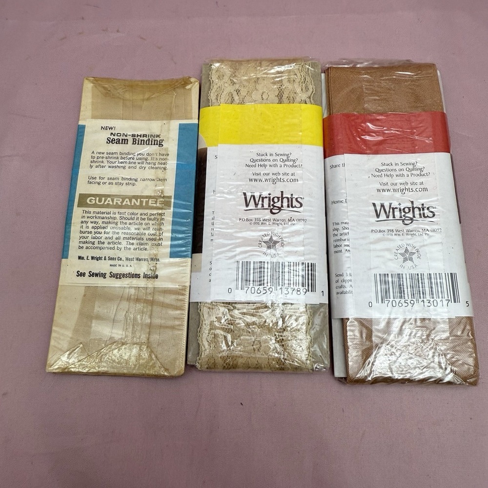 Vintage Sewing Notions Lot 20+ Sealed Bias Tape Rick Rack Lace Trim Hem Facing - Picture 8 of 16